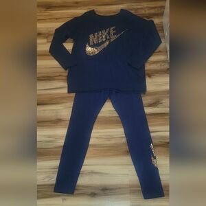 Nike Women's Navy Pantsuit with Silver Logo Accents Small